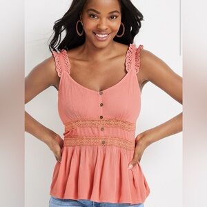 Maurice’s Eyelet Trim Peplum Tank Size XS NWT